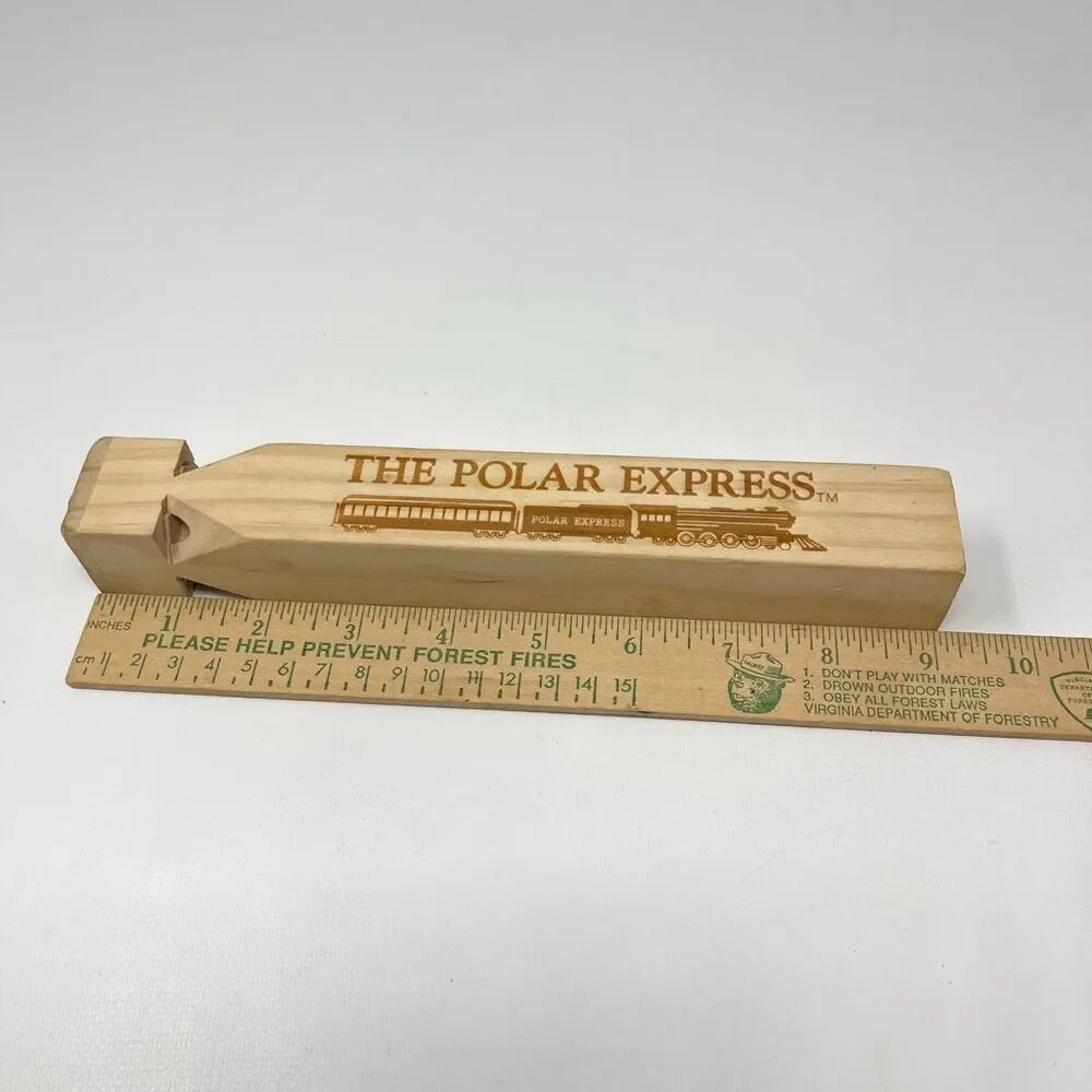 The Polar Express Wood Wooden Train Whistle 8.5” Warner Bros.